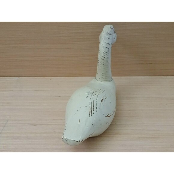 Hand Carved Wood Duck Figurine Sculpture Rustic Ivory Shelf Decoration 8x4.5 - Picture 6 of 11